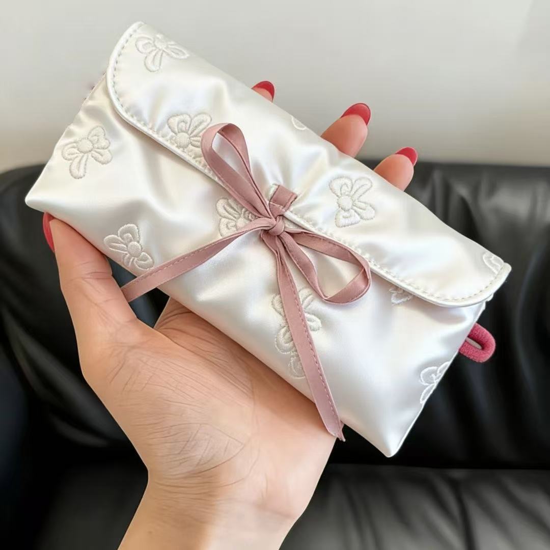 Pink Satin Bow Glasses Storage Pouch