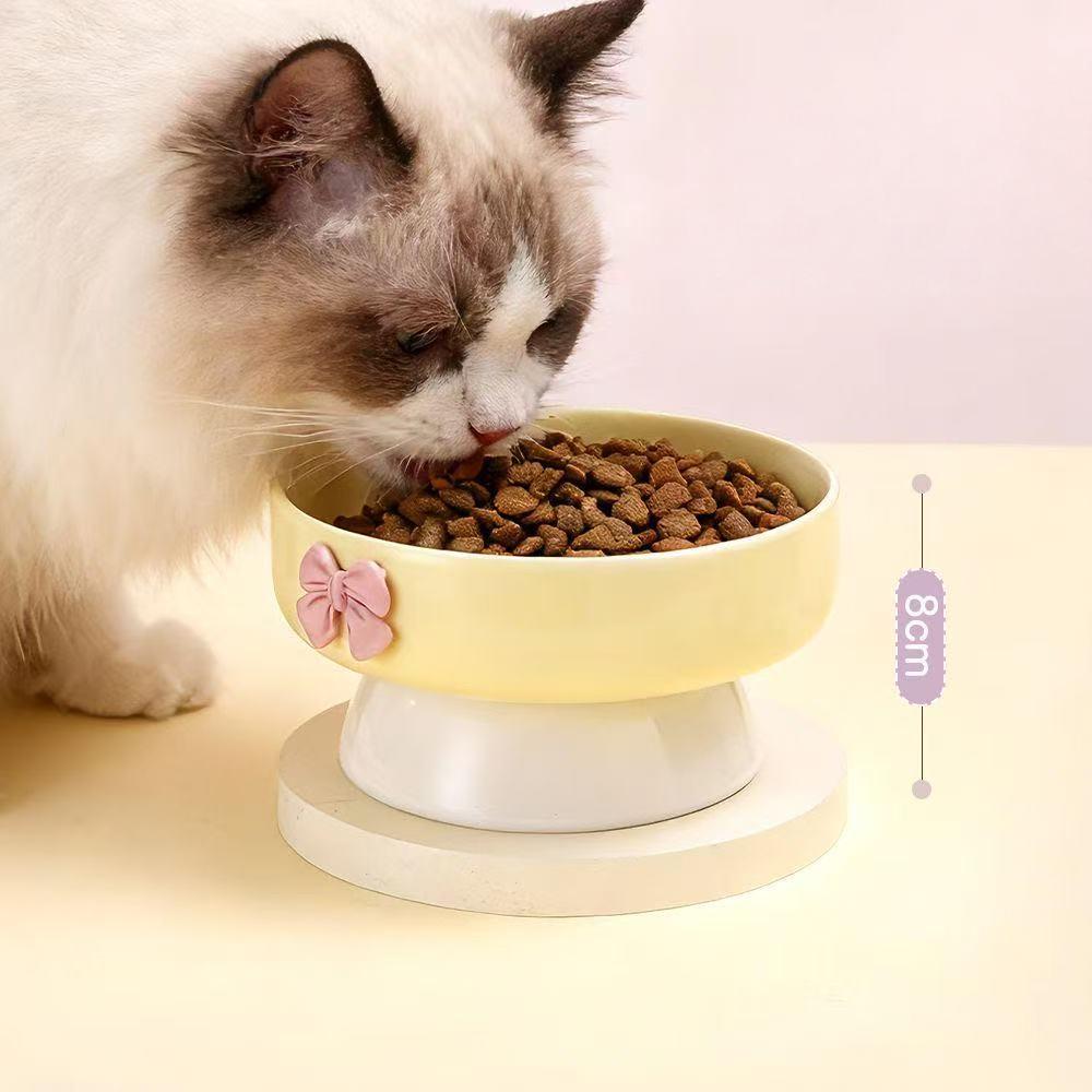 Bow-Tie Ceramic Elevated Pet Bowl