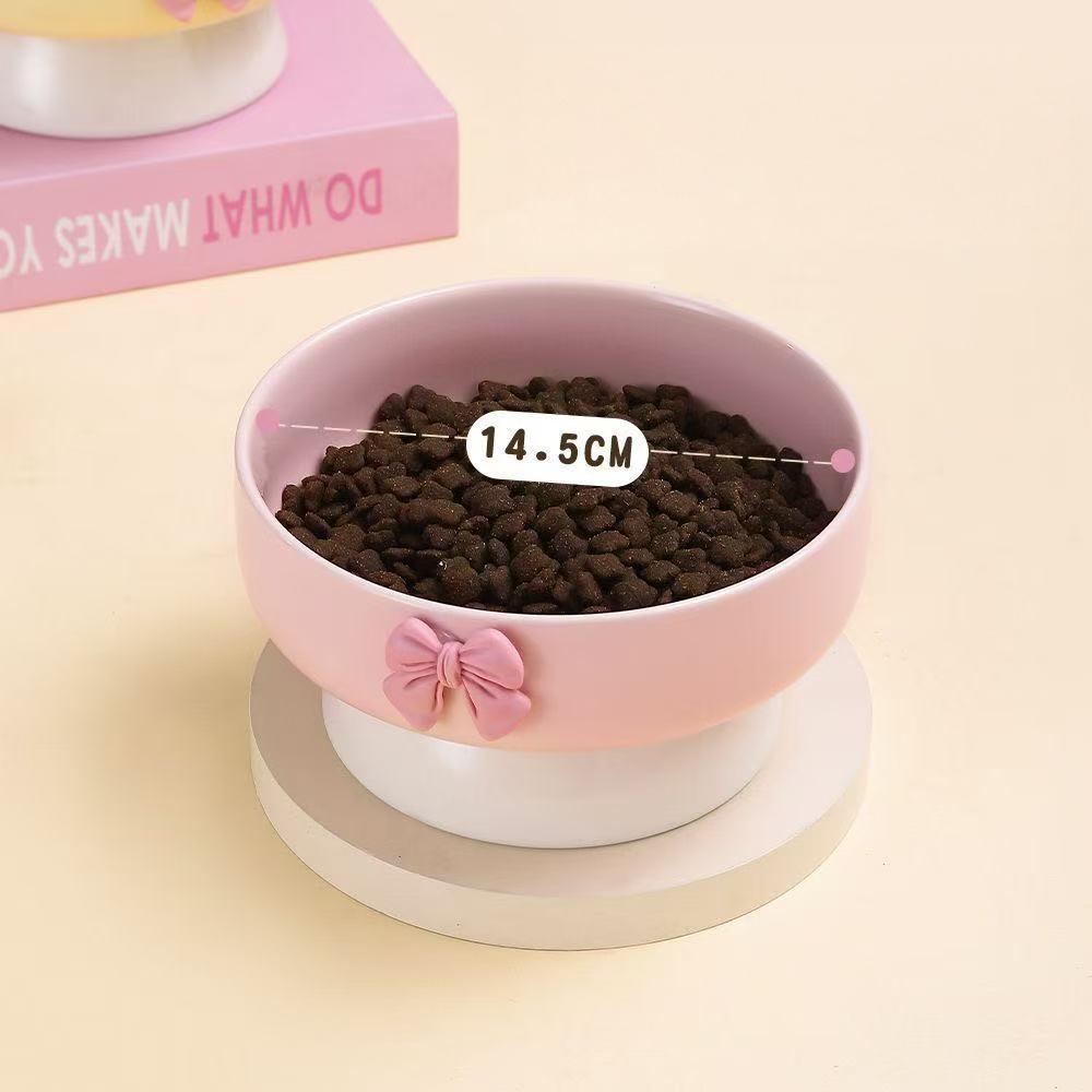 Bow-Tie Ceramic Elevated Pet Bowl