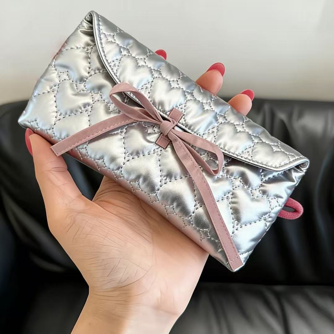 Pink Satin Bow Glasses Storage Pouch